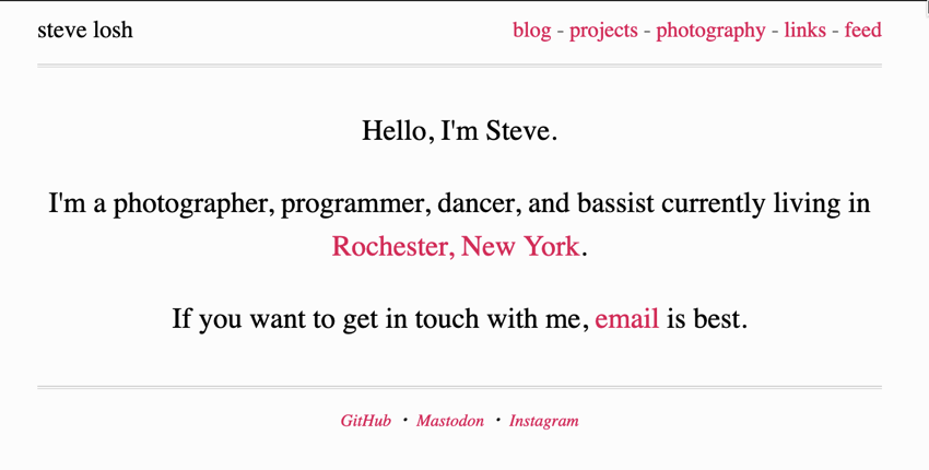 What stevelosh.com looked like at time of writing